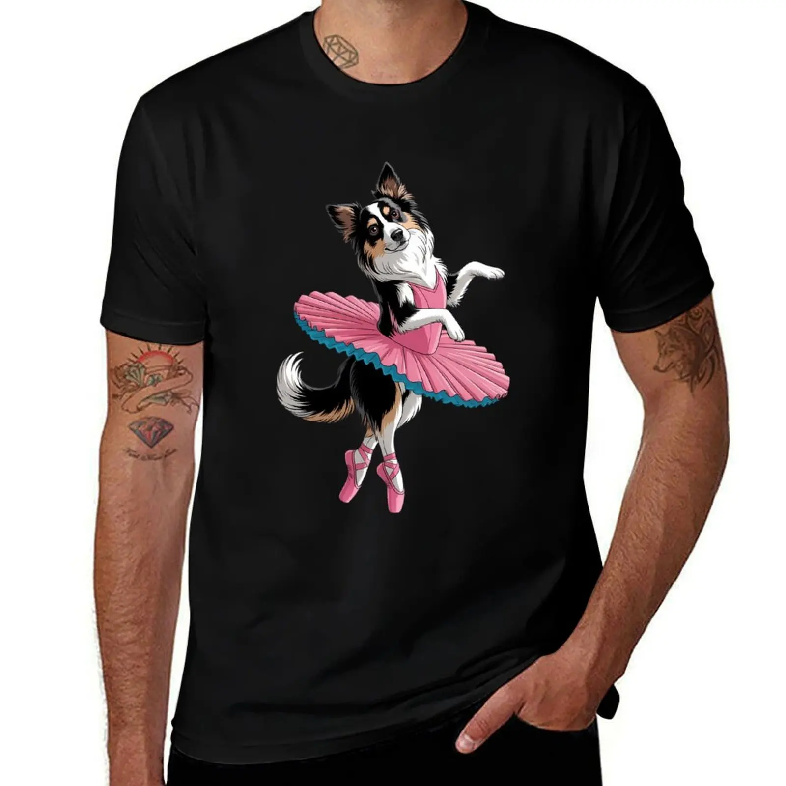 

Ballerina Border Collie Dog Dancing T-Shirt valentines clothes tops funny meme t-shirts street wear t shirts for men graphic