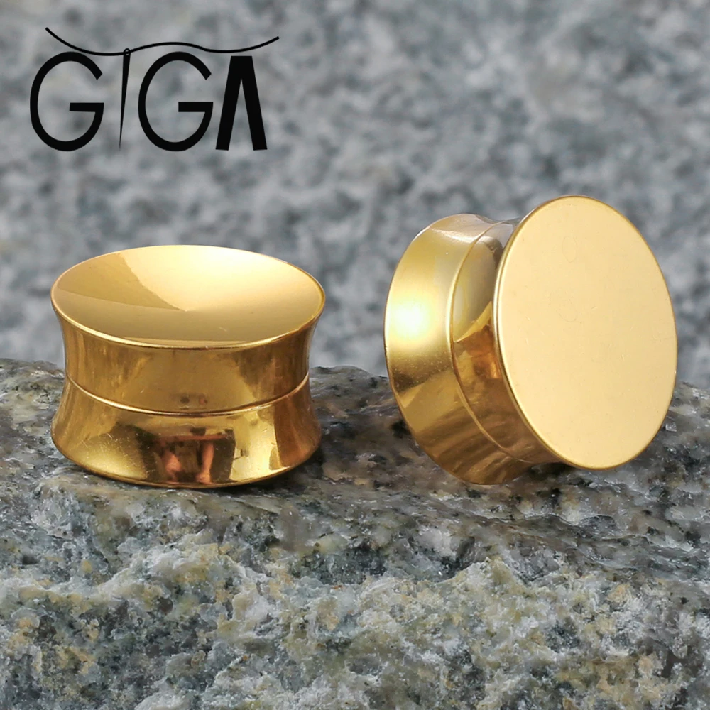 

Giga 2PCS Round Ear Gauges Plugs Tunnels 316L Stainless Steel Stretchers Piercing Body Jewelry Expander Studs For Women/Men
