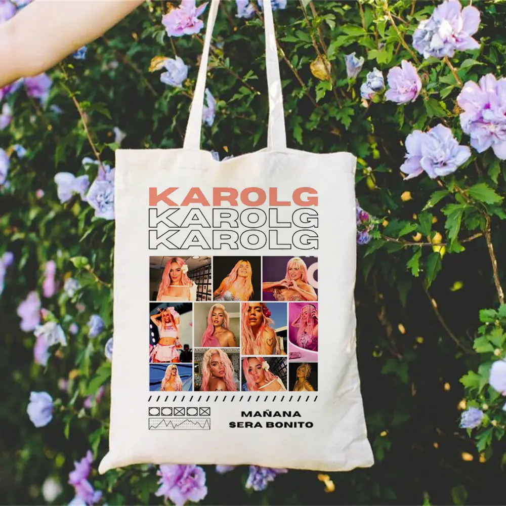 Karol g shoulder  Sustainable Promotes Durable Beach Reusable College Green Living Unique Pattern Shopping Bag Wholesale Library