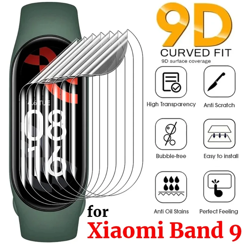 10-5PCS Smartwatch Hydrogel Film for Xiaomi Mi Band 9 Soft TPU Full Coverage Screen Protectors for Miband 9 HD Clear Cover Films