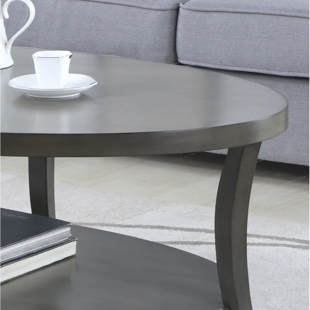 Perth Table basse contemporaine à étagère ovale Gris