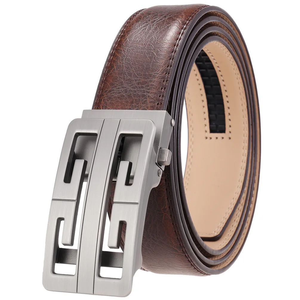 

Designer Buckle Genuine Cow Leather Belts For Men Luxury Gift Formal Ceinture Homme Business Cowboy Waistband Trouser