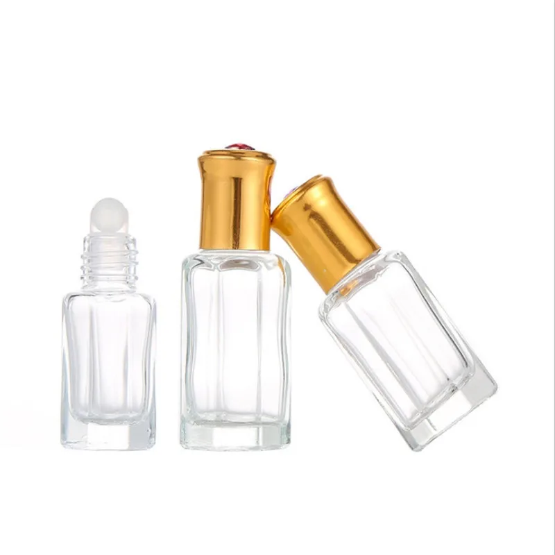 10/50/100pcs 3ml 6ml 9ml 12ml Octagonal Glass Essential Oil Rollon Refillable Botlte Essential Oils Perfume Bottles Containers