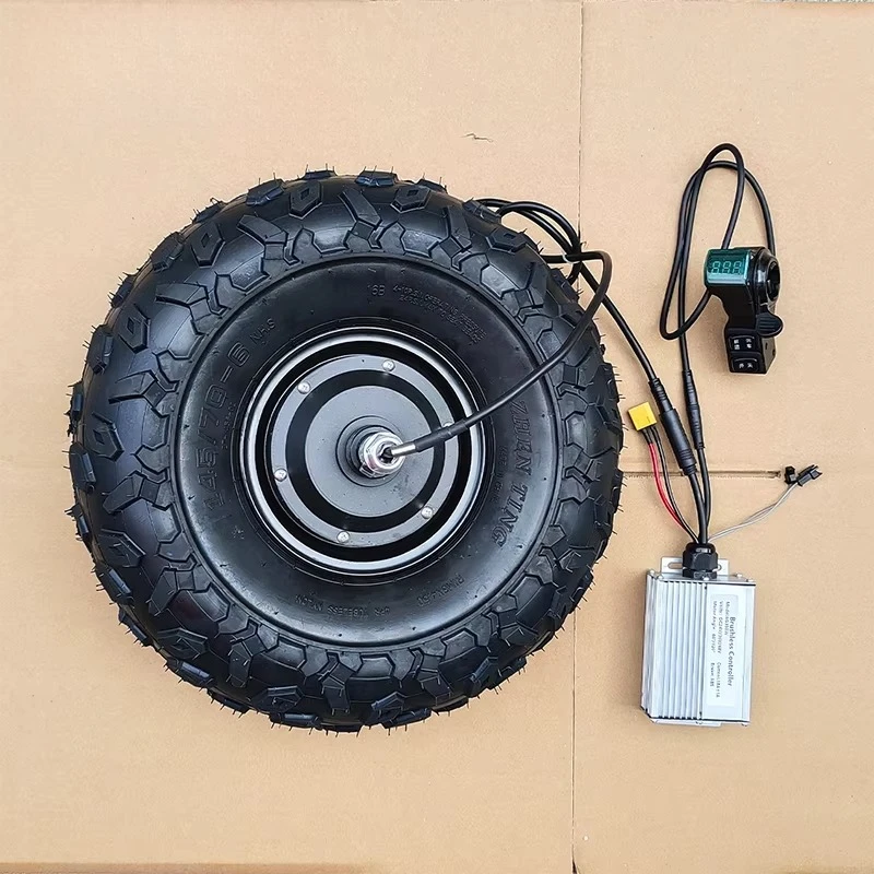 L-Faster 14.5 Tire 350 Watt Brushless Wheel Hub Motor Waterproof Plug Controller Kit for Electric Fishing Vehicle
