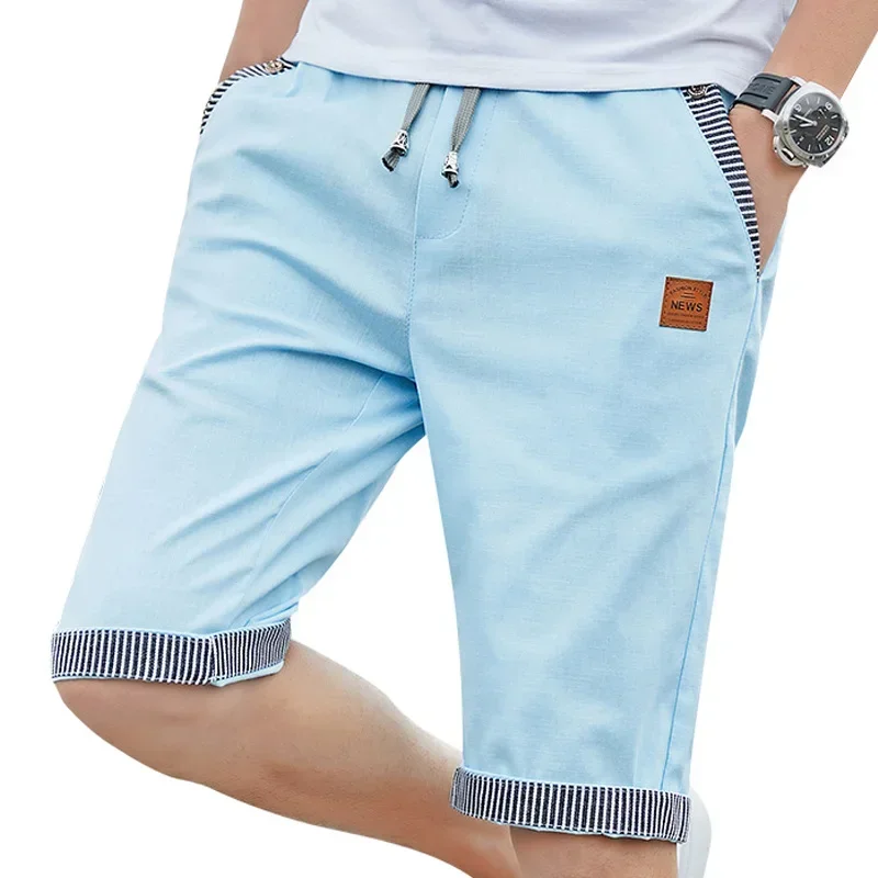 Linen Cotton Korean fashion Slim Fit Solid Color Shorts male Boardshorts Breathable Beach Short Summer Men's shorts Casual Pants