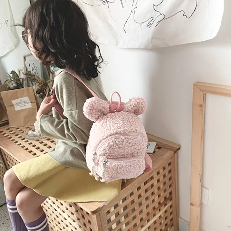 Funny Children\'s Holiday Backpack Little Woolen Eared Rabbit Plush Kindergarten Bag Cute Coin Purse Children Birthday Gifts