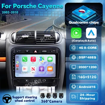 Radio samochodowe Android 16 Carplay Auto do Porsche Cayenne I 1 9PA 2002 - 2010 Odtwarzacz multimedialny Stereo Kamera 360 BT DSP GPS 4G+WiFi