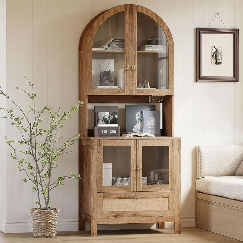 

75-дюймовый высокий шкаф-сервант с удобным доступом к хранению, устойчивый к опрокидыванию, инновационный дизайн для кухни и...