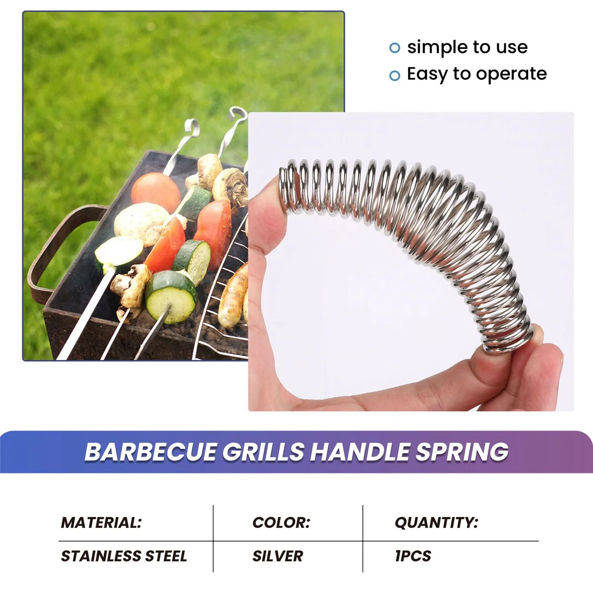 BBQ Pit Grill 11cm Stainless Steel Handle Spring Wood Furnace Stove Smoker Silver