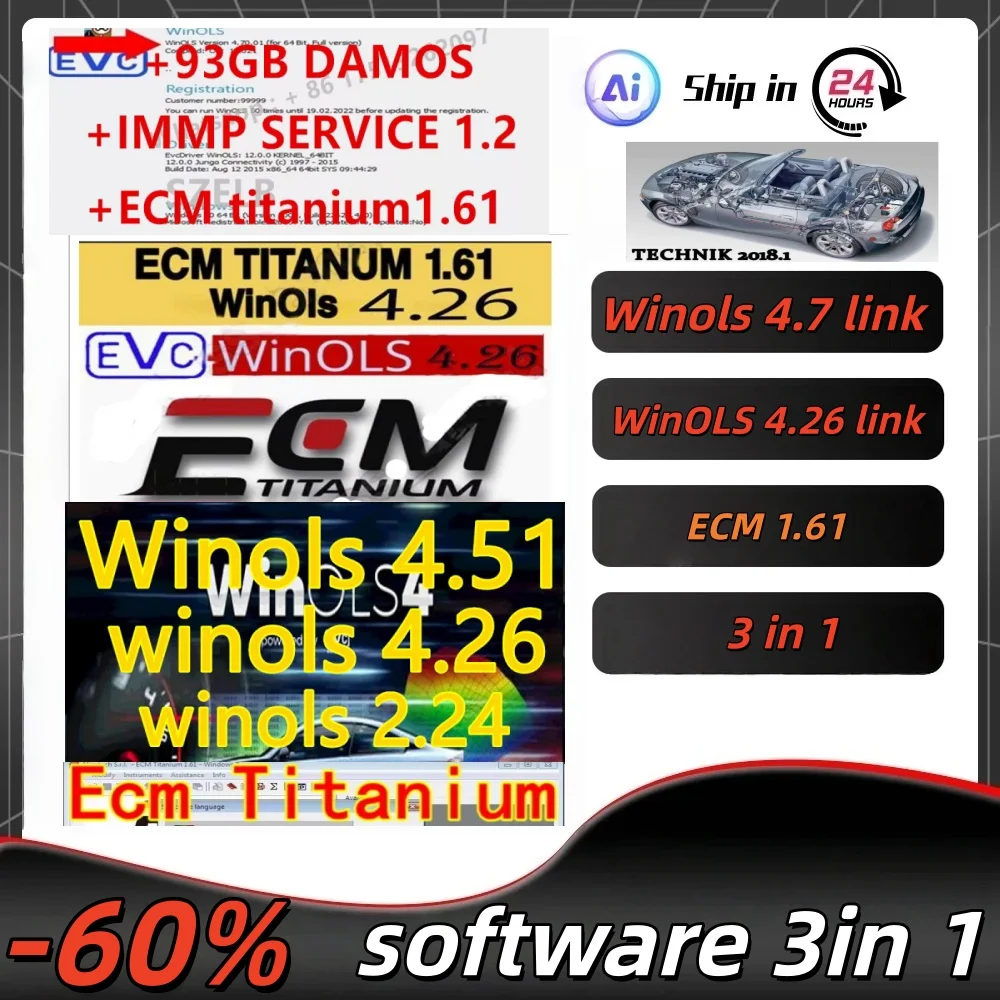 

Software ECM titanio V1.61 con controlador 26100 Software de entrenamiento ECU + WinoLS 4.26 Más funciones Software de sintoniza