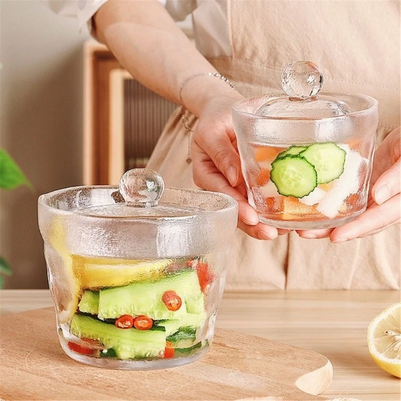 Japanese Hammered Overnight Glass Pickle Jar Food Grade Refrigerator Fermentation Bowl For Kimchi Cucumbers Sauerkraut