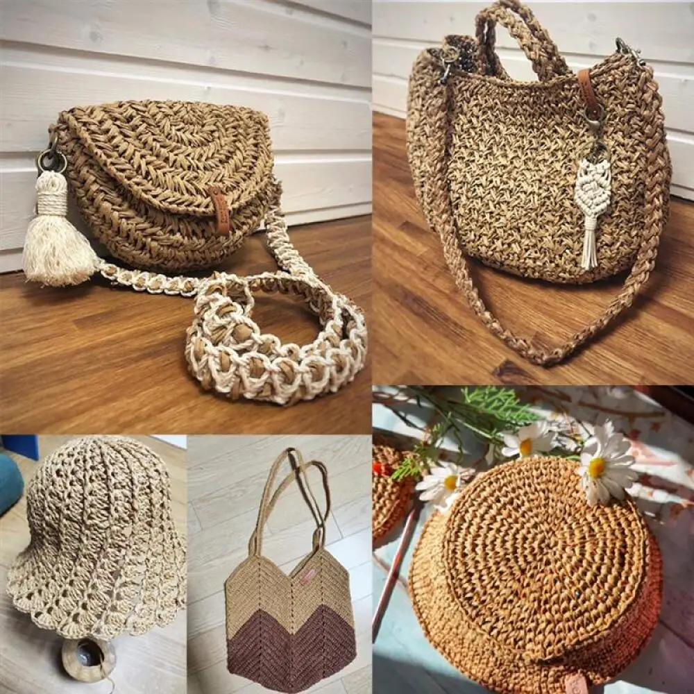الرافية الطبيعية غزل القش للحياكة خيوط الورق الكروشيه DIY بها بنفسك اليدوية الصيف Sunhat حقيبة شاطئية Freeshipping