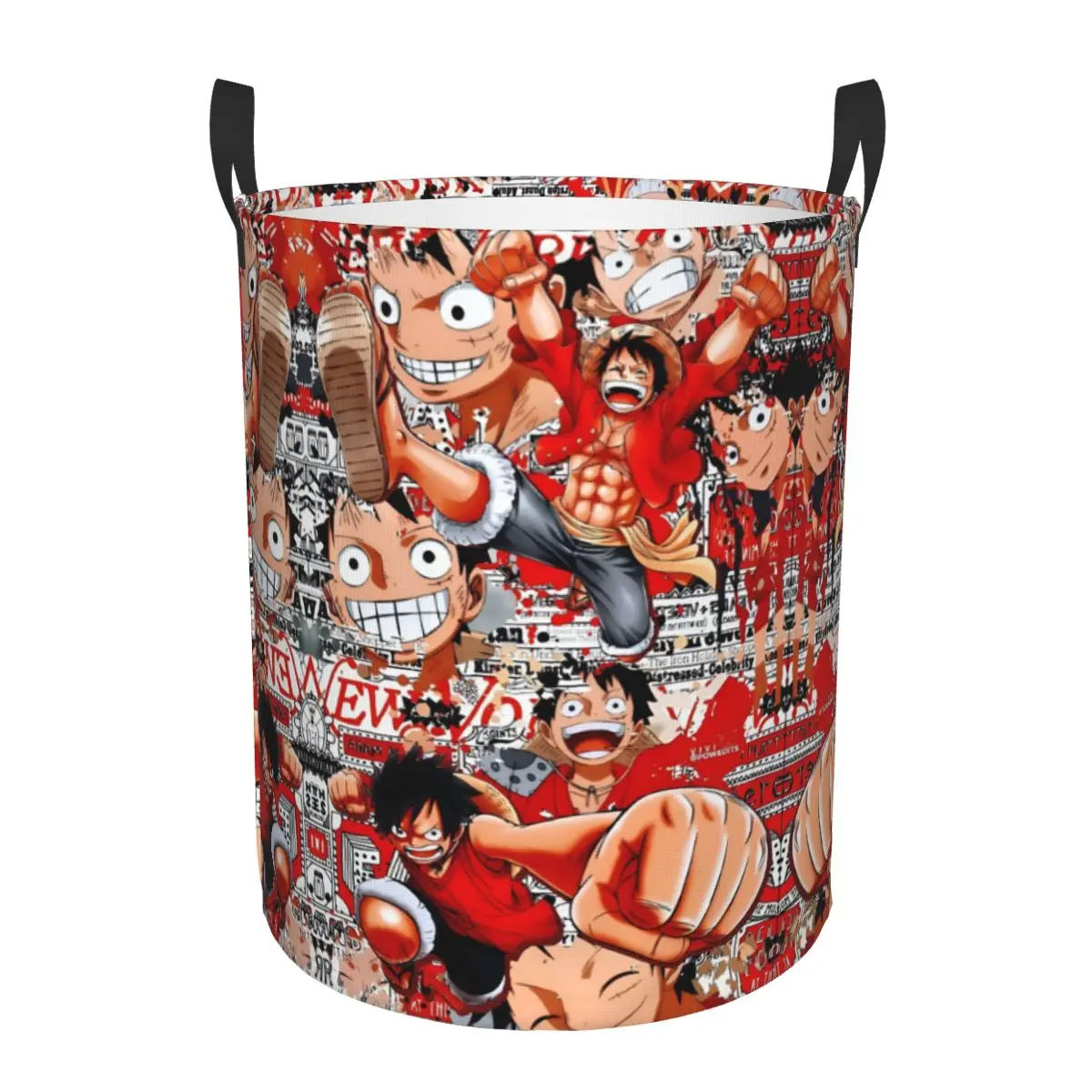 Custom One P-Piece Luffy Laundry Basket Collapsible Clothes Hamper for Nursery Kids Toys Storage Bin