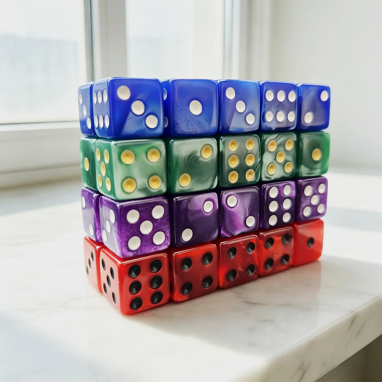 40pcs Marble Swirl Multicolor Dice 12mm Multicolor Bulk Dice Set for Board Games, essential for game and entertainment enjoyment