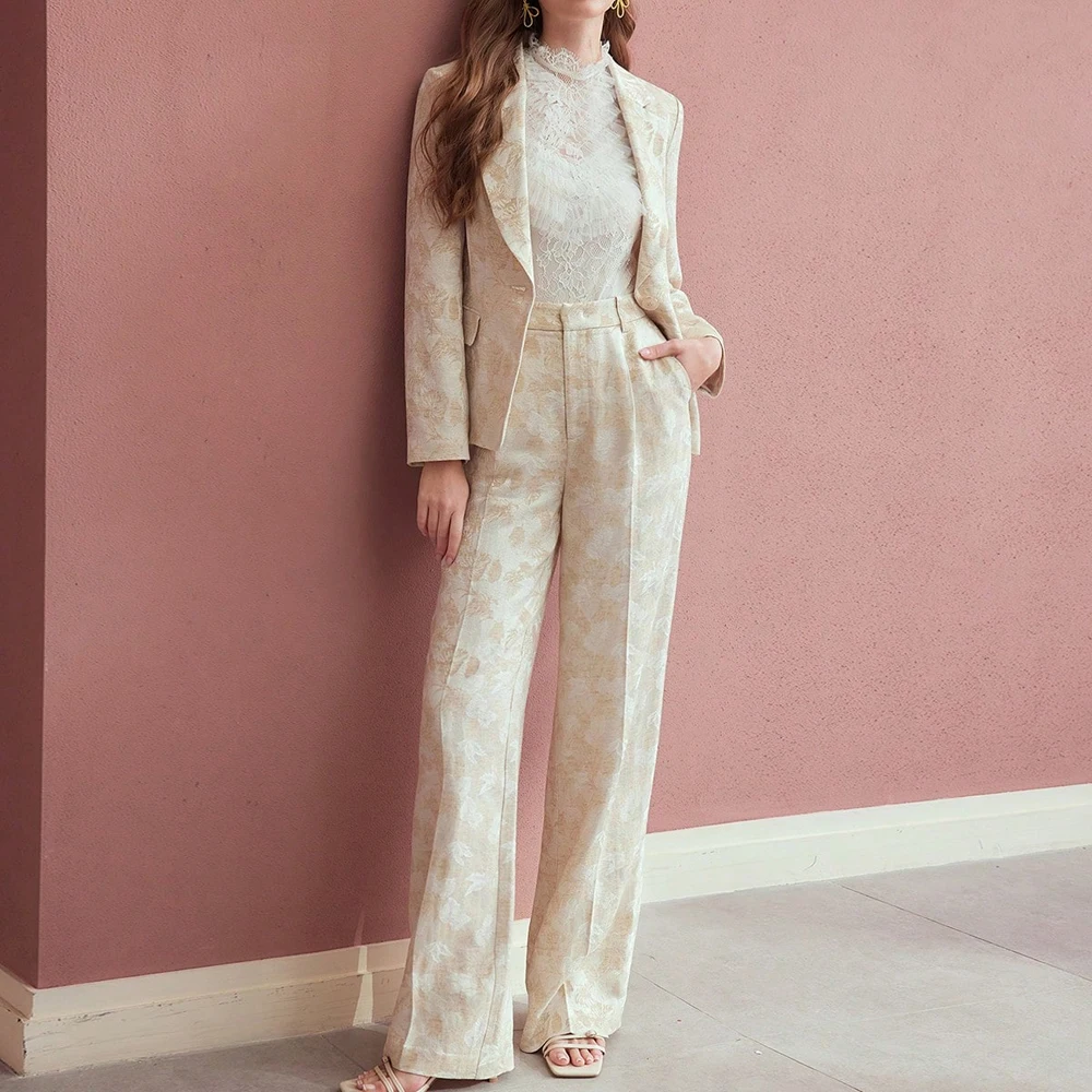 Pantalon ample décontracté imprimé irrégulier pour femmes, avec poches, élégant, Style bureau d'affaires, disponible toutes saisons