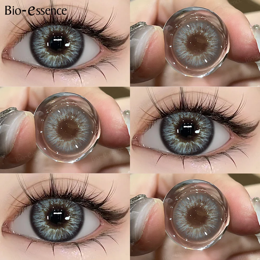 Bio-essence 2 Stück Farbige Kontaktlinsen Hochwertige Graue Linsen Natürlicher Look Braune Kontaktlinsen Blaue Farbige Pupillen Kosmetische Schönheit – Detail 18