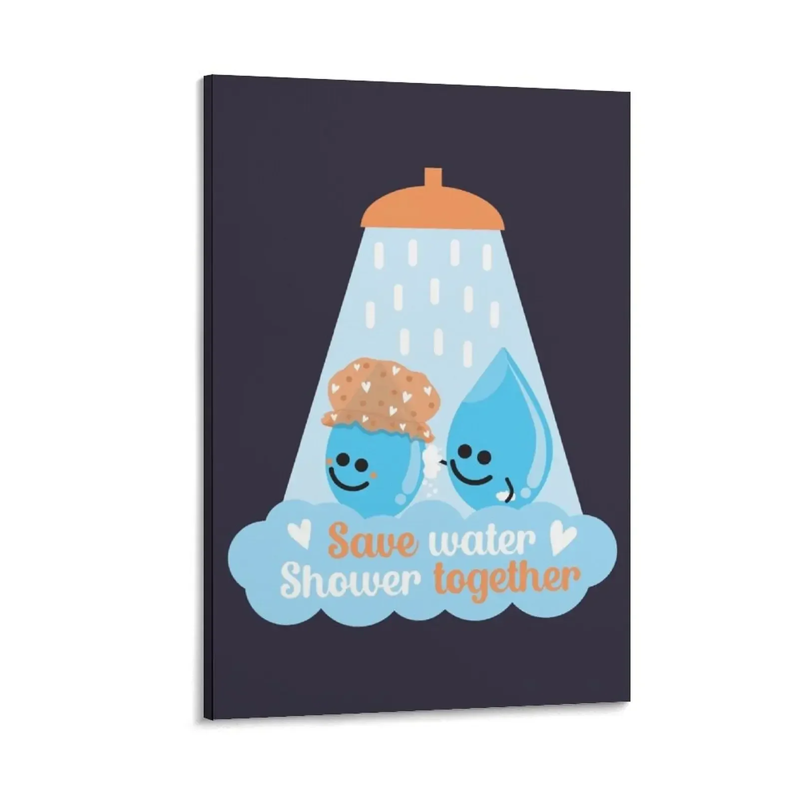 

Save Water Shower Together - Dark Blue Canvas Painting Paintings on the wall anime figure home and decoration