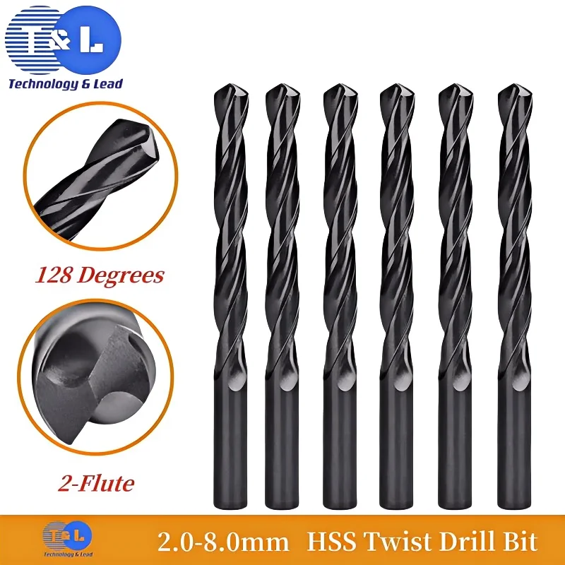 T&L 2-8mm HSS Cobalt Coated Twist Drill Bit Set Core For Wood Metal Hole Cutter Stainless Steel Wood Metal Drilling Drill Tools