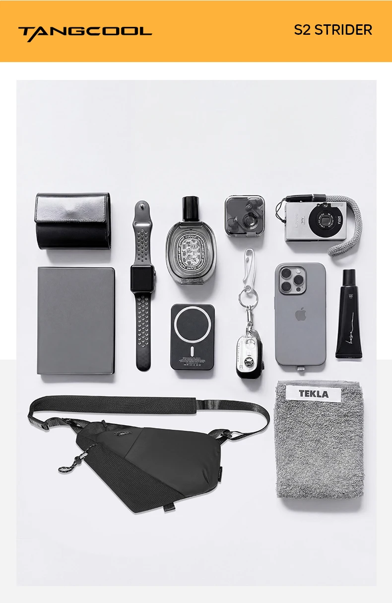TANGCOOL Herren wasserdichte Sling-Brusttasche mit mehreren Taschen, Umhängetasche mit magnetischer Schnalle für den täglichen Gebrauch im Freien auf Reisen – Detail 14
