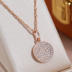 JULYDREAM Full White Zircon Coin Round Pendant Gold Color Wave Chain Long Women Necklace Stackable Party Daily Matching Jewelry