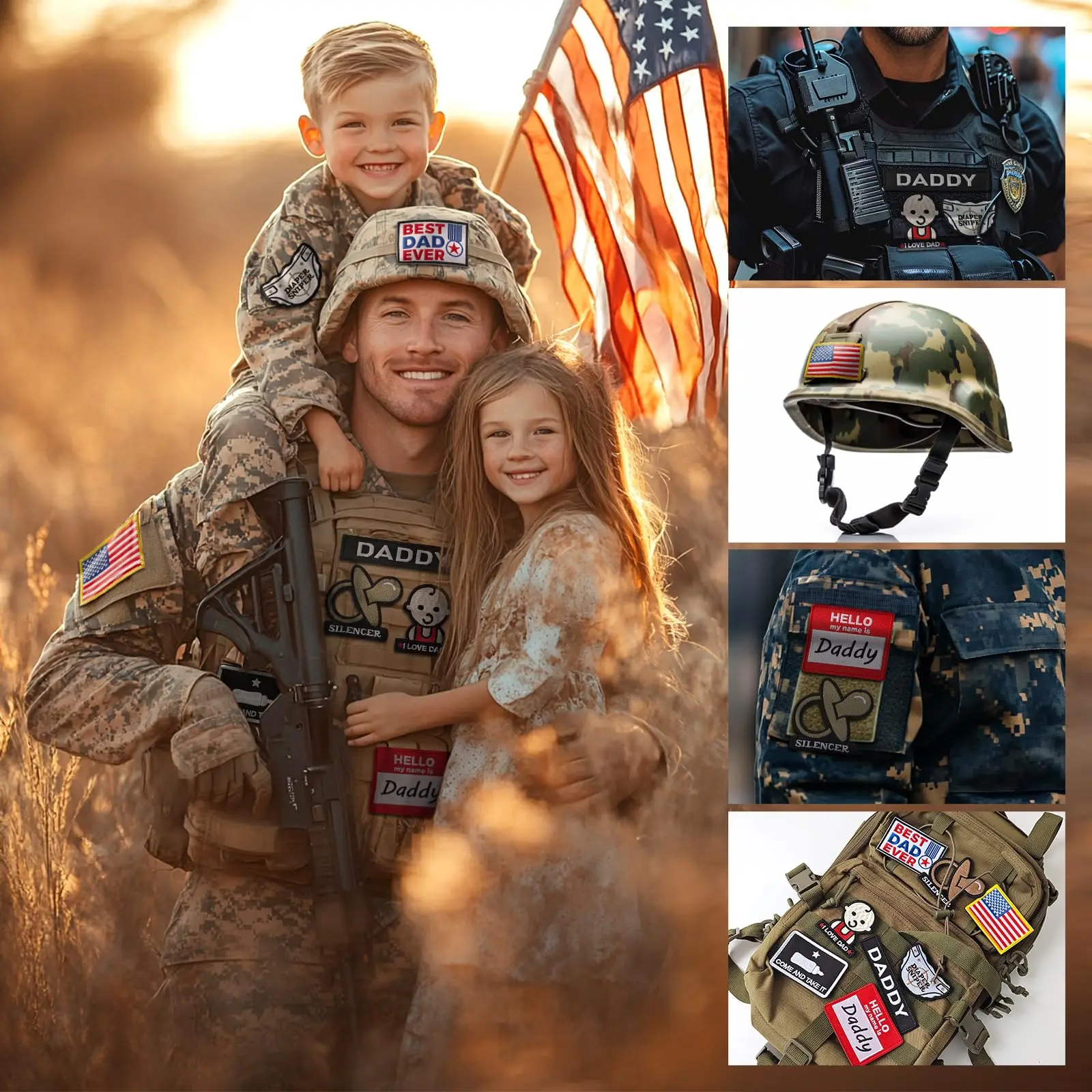 8PCS Superb Daddy Hook and Loop Embroidered Patch Beast Dad Ever Patches for Tactical Bags, Vests, Caps