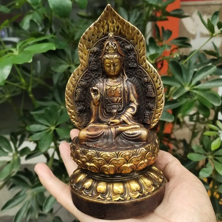 Bronze Home Craft, Antique Bronze, Brass, Painted, Guanyin, Bodhisattva Patina, Old Home Craft