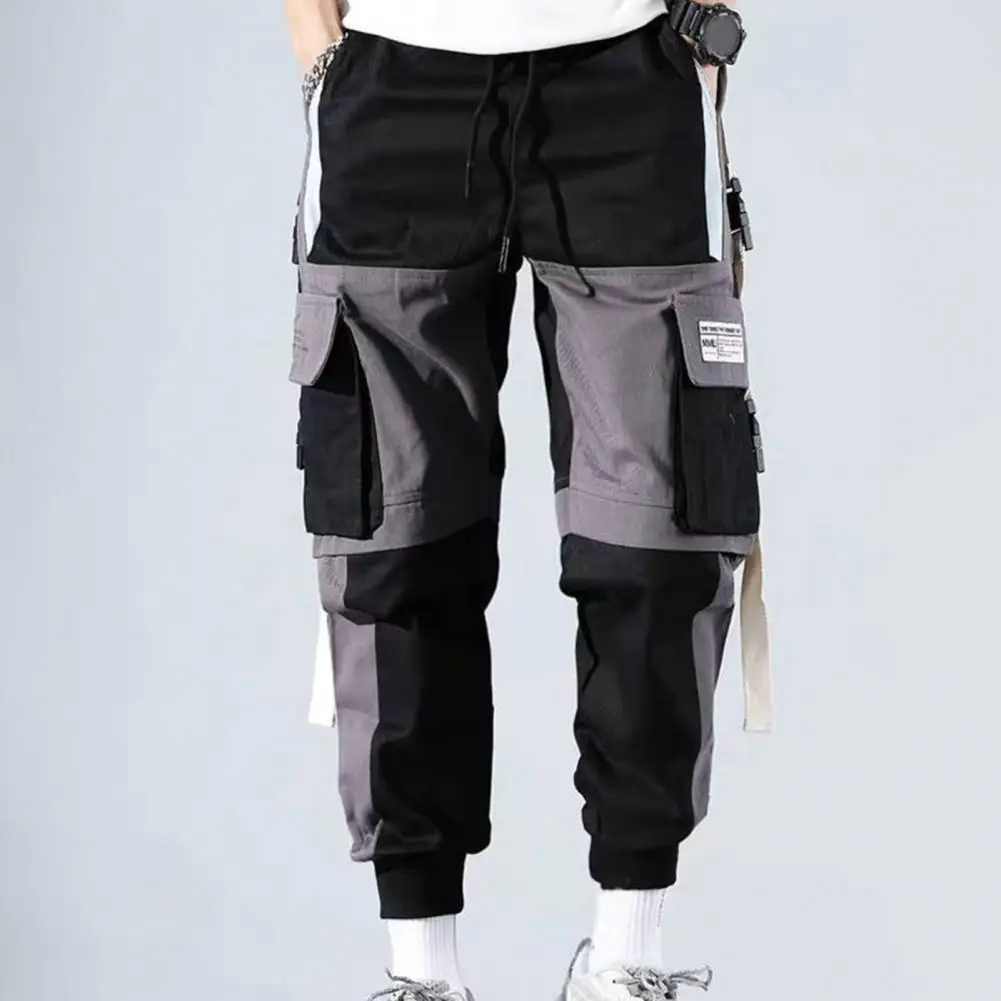 

Thin Streetwear Casual Pants Men Ribbons Harem Jogging Pants Male Slim Fit Spring Cargo Pants Multi-Pockets Women Trouser K12