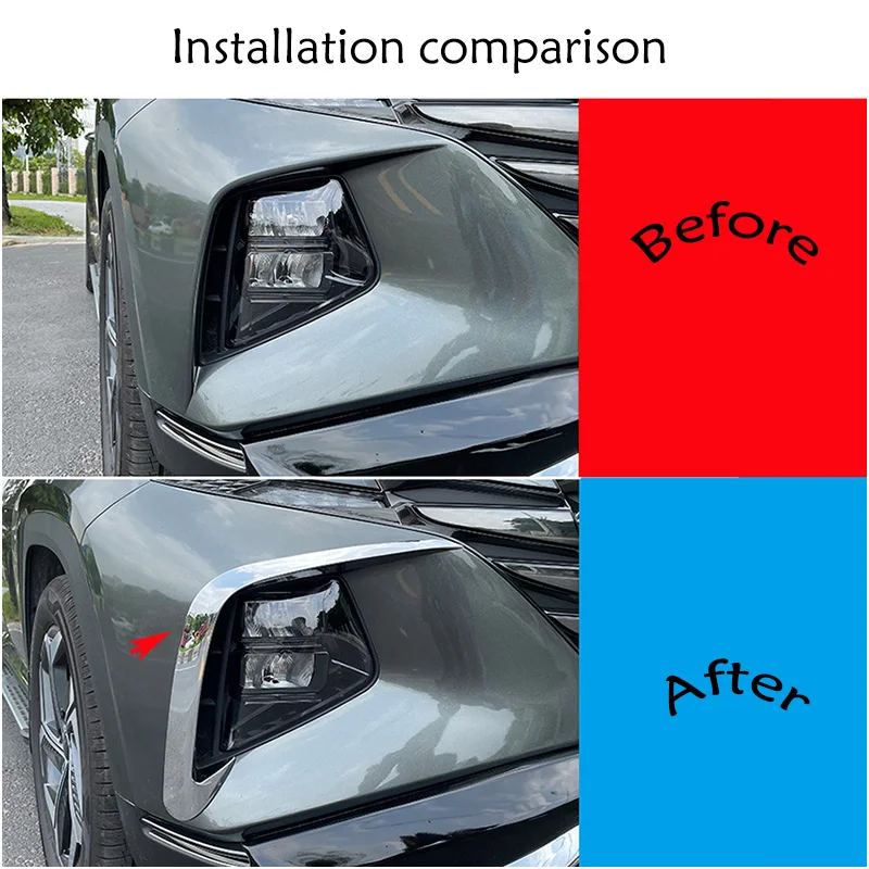 Car Front Bottom Bumper Molding Grill Trim Cover Stickers Garnish Strips NEW Styling for Hyundai Tucson NX4 2021 2022 2023 2024