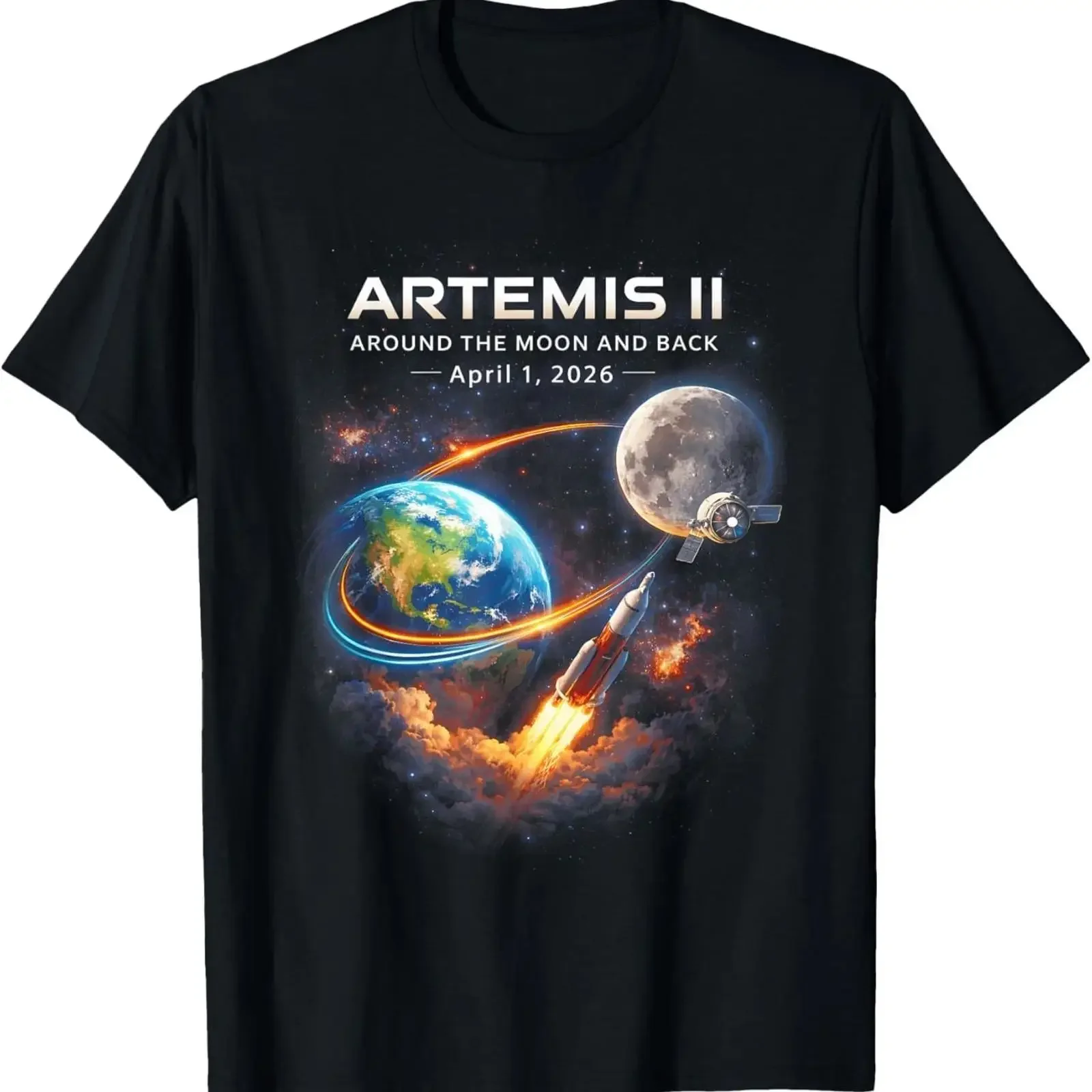 Artemis II Rocket Space Launch Back to The Moon Mission 2026 T Shirt S 3XL vintage Washed streetwear designer clothes Slightly