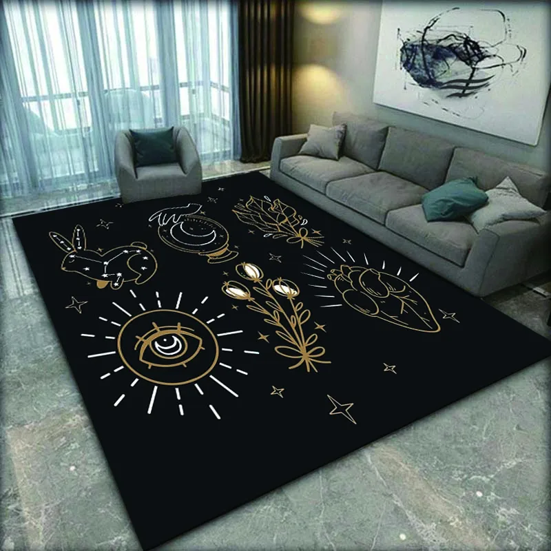 Mysterious Symbol Divination Yoga Mat Custom Black Carpet Non-slip Rug Play Crawl Floor Rugs Home Living Room Rugs for Bedroom