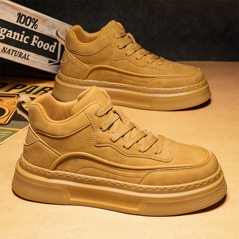 

New Retro Autumn Winter Men's Ankle Shoes Classic Leather Casual Boots Fashion Comfort Mens Desert Boots Warm Lace-Up Male Shoes