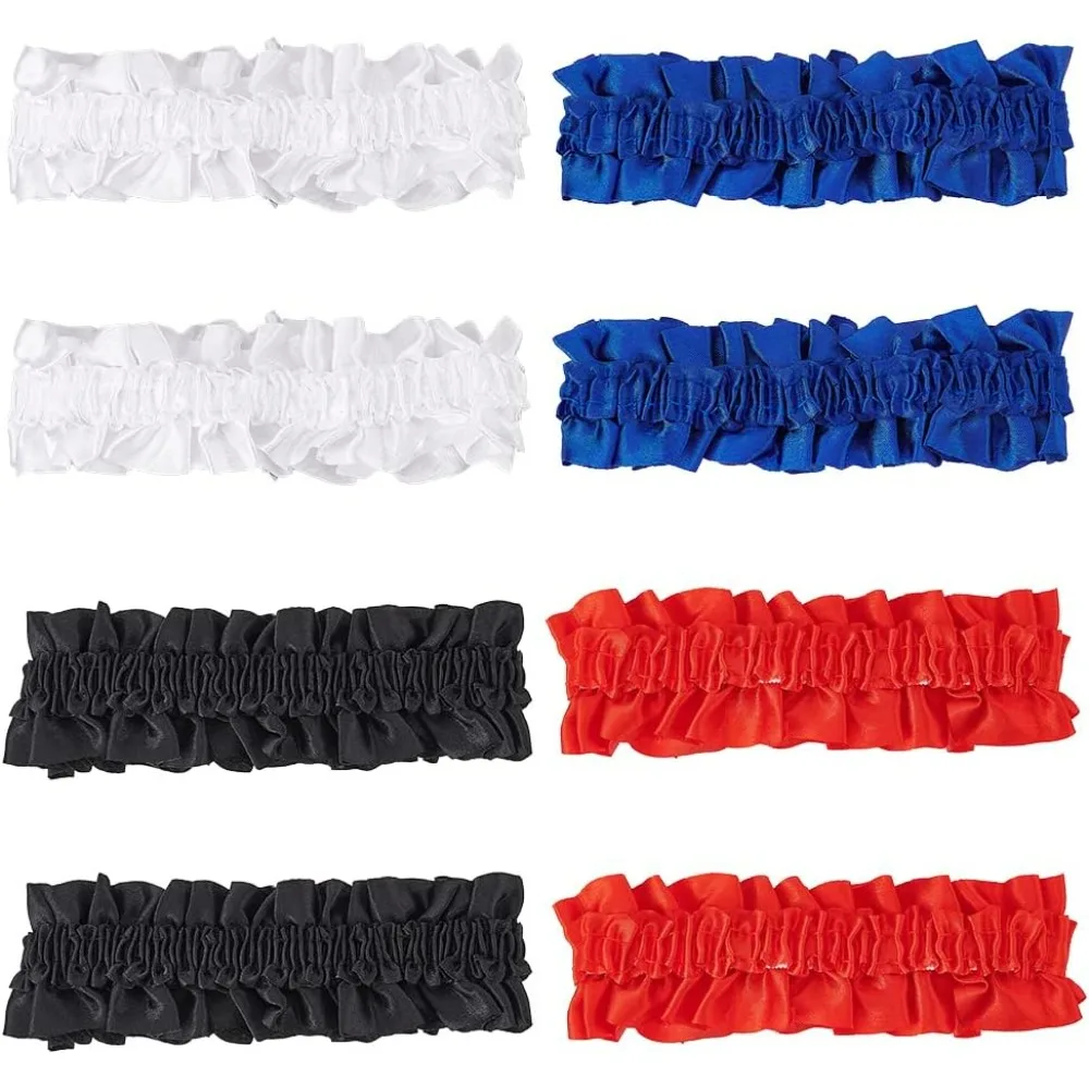 4 쌍 20s 완장 가터 탄성 프릴 셔츠 슬리브 홀더 클래식 카지노 딜러 완장 남성용 미끄럼 방지 슬리브 가터