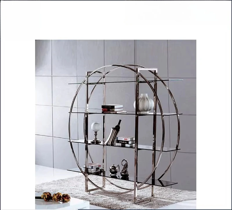 yf-Gold Stainless Steel Show case Display Glass Shelve Bookcase-
