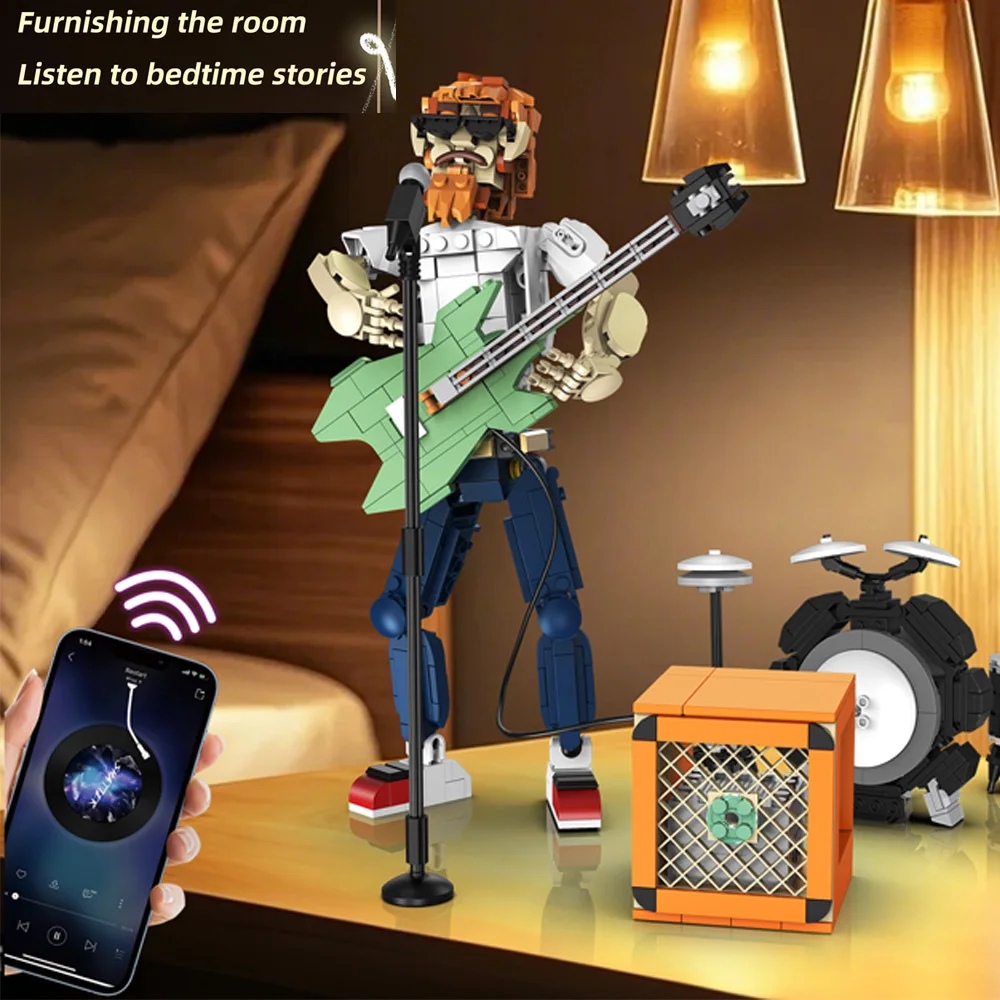 K96162 تجول الغيتار المغني 721 قطعة نماذج لتقوم بها بنفسك قطعة صغيرة اللبنات الطوب MOC التجمع الفني لعب للأطفال الهدايا #2