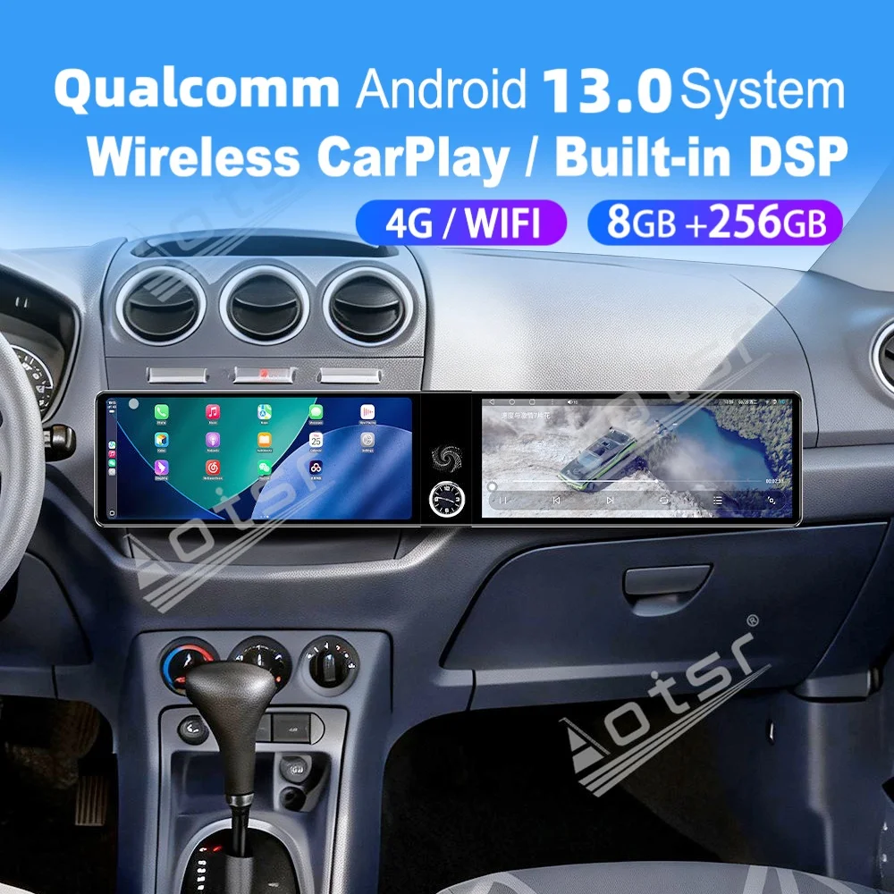 

Двойной 12,3-дюймовый экран Qualcomm Carplay Android, автомобильная мультимедийная система для Ford Transit 2009~2013, GPS-навигация, автомобильное радио, головное устройство