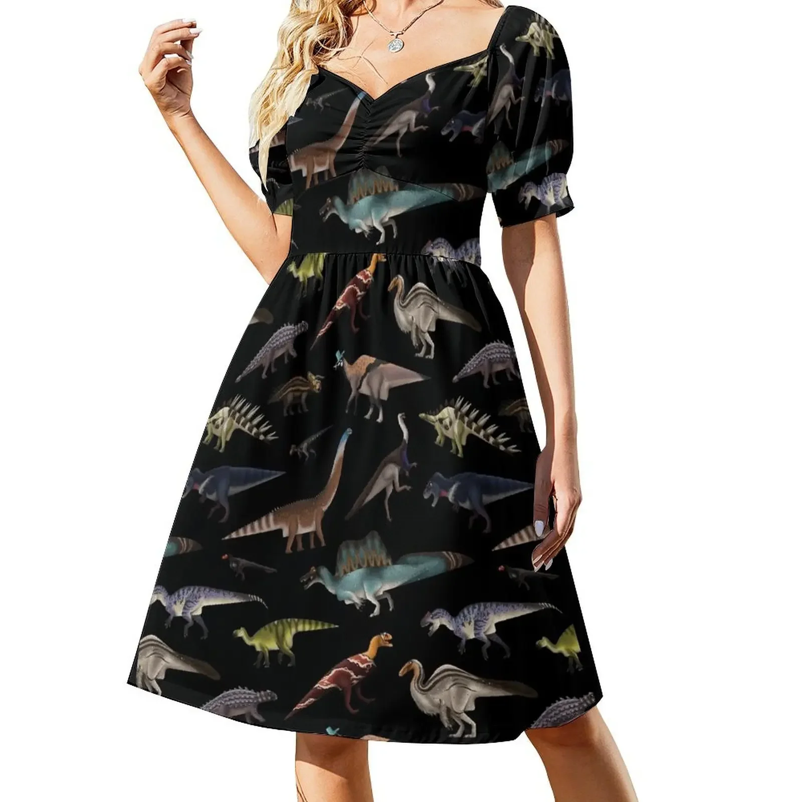 

Dinosaurs Short-Sleeved Dress summer woman dress 2025 Summer women's clothing loose summer dress