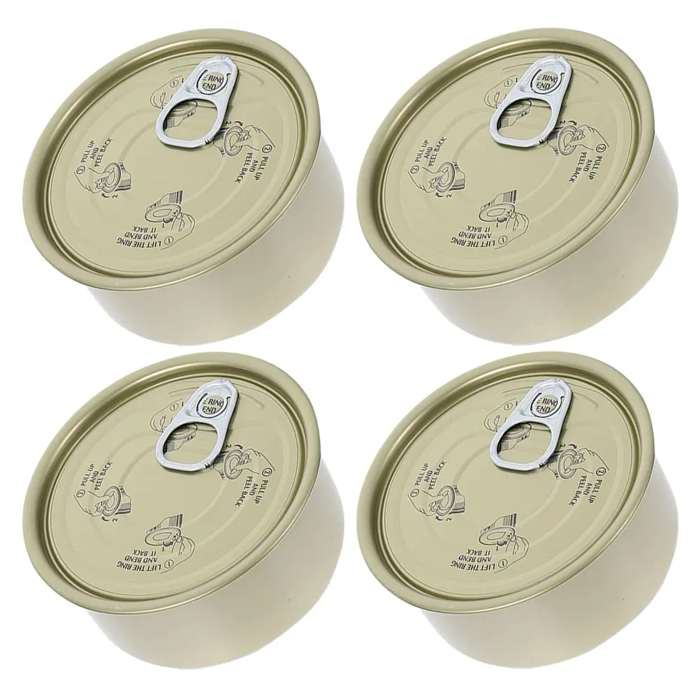 

4 Pcs Empty Cans Food Tin Meat Storage Dessert Canned Cookie Jar Round Lids Food Grade Preservation Containers