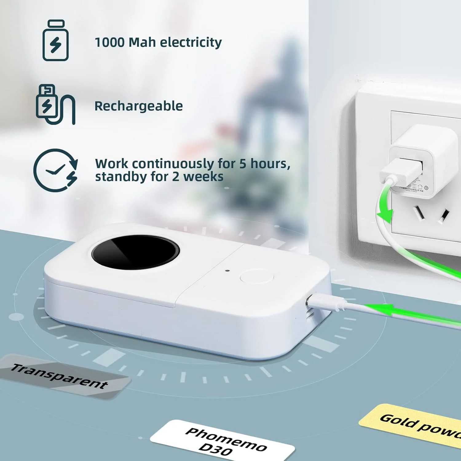 D30 Label Maker Machine with Tape - Bluetooth thermal Portable  Label Printer Labeler Sticker Maker Compatible with  D30 iOS&And