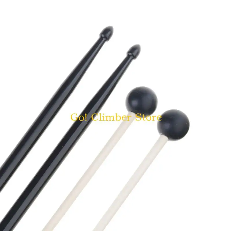 Q84C Drum Sticks Brushes Mallets Set in Compact Carrying Bag for Easy Transport