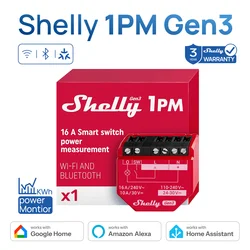 Shelly 1PM Gen3 Matter Smart Switch 16A with Power Metering Free Cloud Data Energy Optimization Analysis for Home Automation