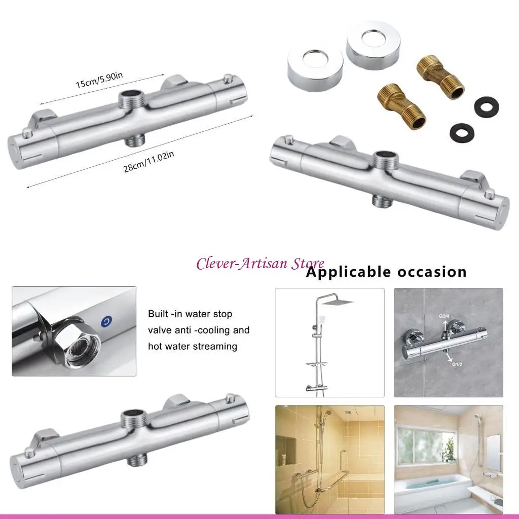 

E06B Thermostatic Shower Mixer Valves Constant Temperature Control Brass Valves 28cm