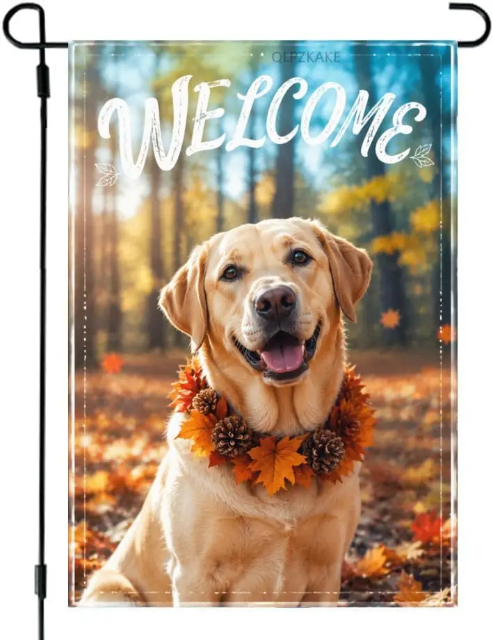 Welcome Fall Garden Flag 12x18 Double Sided Autumn Labrador Retriever Pumpkin Garden Flags Fall Decorations for Outside Home yyi