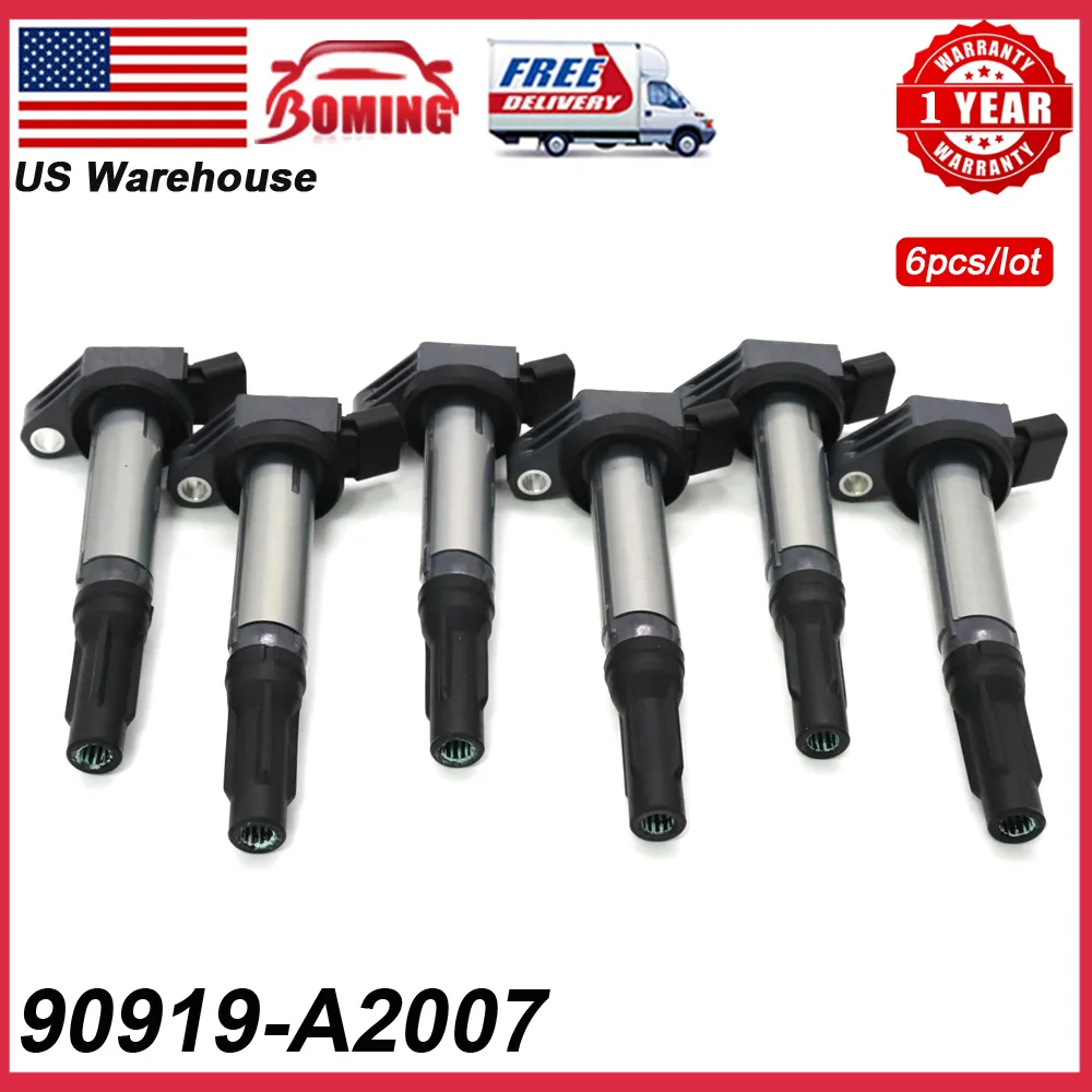 6PCS New Ignition Coil 90919-A2007 Fits For Toyota Avalon Camry Highlander Rav4 Sienna Venza For LEXUS ES300H ES350 GS300 GS350