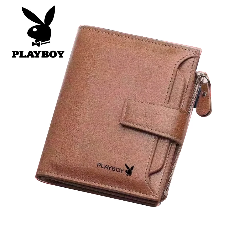 PLAYBOY short thick wallet men's new leather material wallet card bag