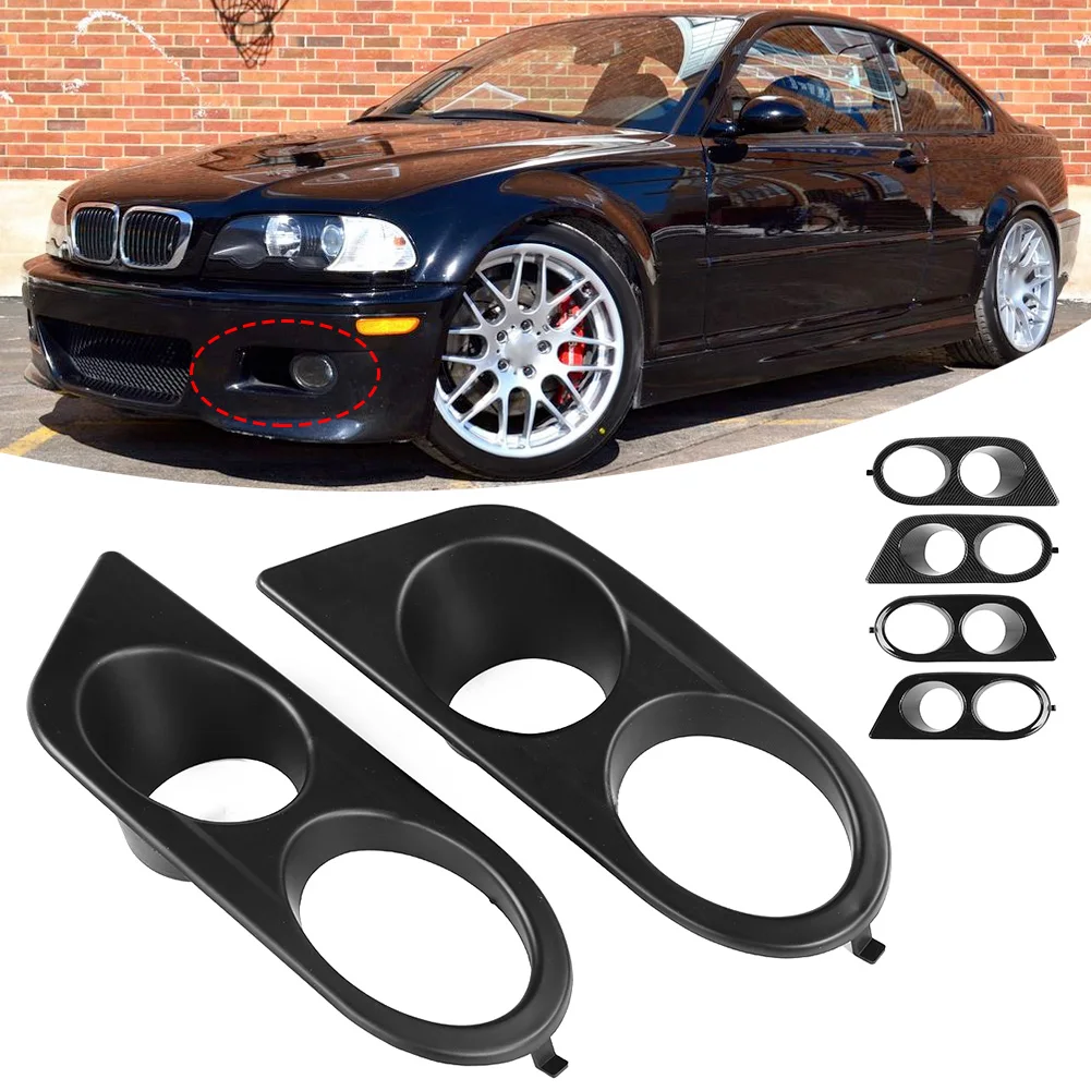 2pcs Front Bumper Foglight Cover Dual Holes Car Accessory Fit for E46 M3 2001‑2006 Bumper Foglight Guard Car Accessories