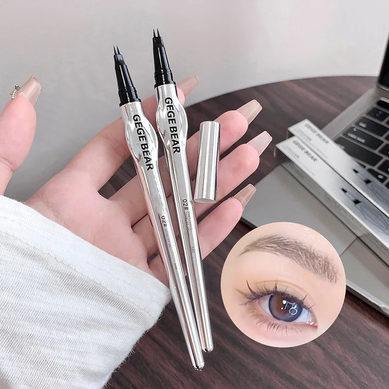 ゲゲベア 二段階ウォーターアイブロウペンシル、にじまないアイライナーリキッドペン、色落ちなし、ワイルドな眉の立体感