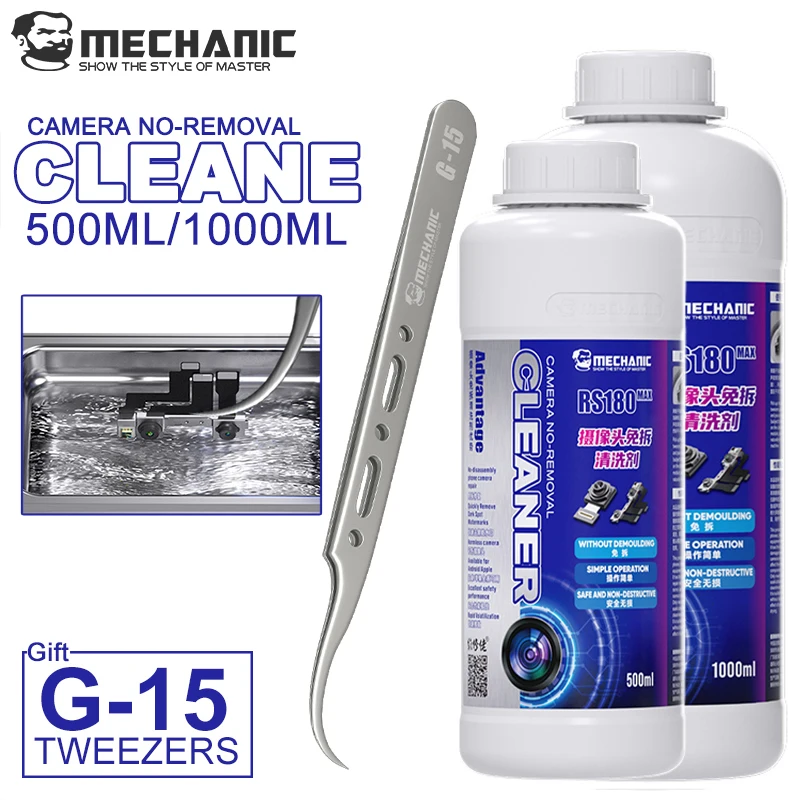MECHANIC RS180MAX 500/1000ML Rear Camera Cleaning Agent Ultrasonic Cleaning Watermark Black Spots Thin Solvent Tool Phone Repair