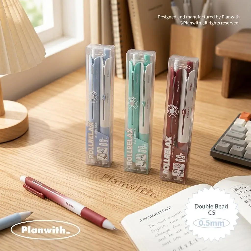 Planwith ROLLRELAX Stress Relief Rolling Ballpoint Pen 0.5mm Fine Tip Quick-Dry Stationery For Homework,Exam,Planning & Handbook
