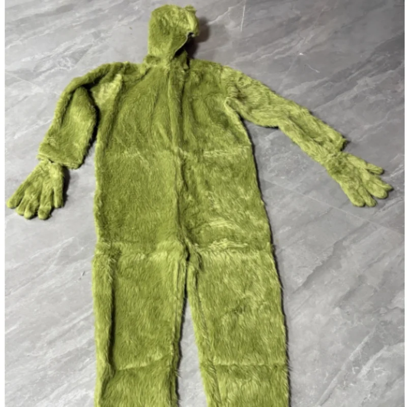 Green Hair Monster Halloween Cosplay Full Body Long Hair Green Camouflage Prop Costume Christmas Prank Show Costume