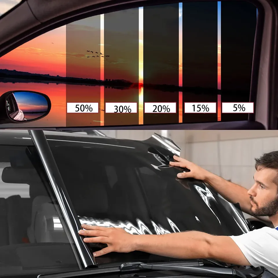  Window Tint Film for Cars Privacy Car Shade Front Windshield Heat & UV Block Blackout Window Film Auto Car Windshield Sun Shade 